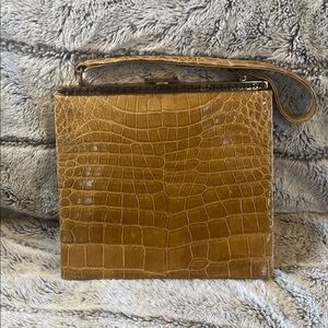 Vintage Beverly Bag Beige Crocodile Print Handbag